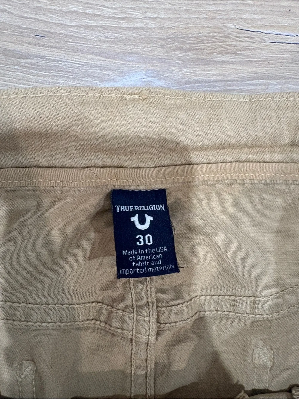 True Religion Men's Khaki Cargo Joggers